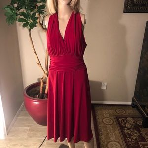 Red cocktail dress.